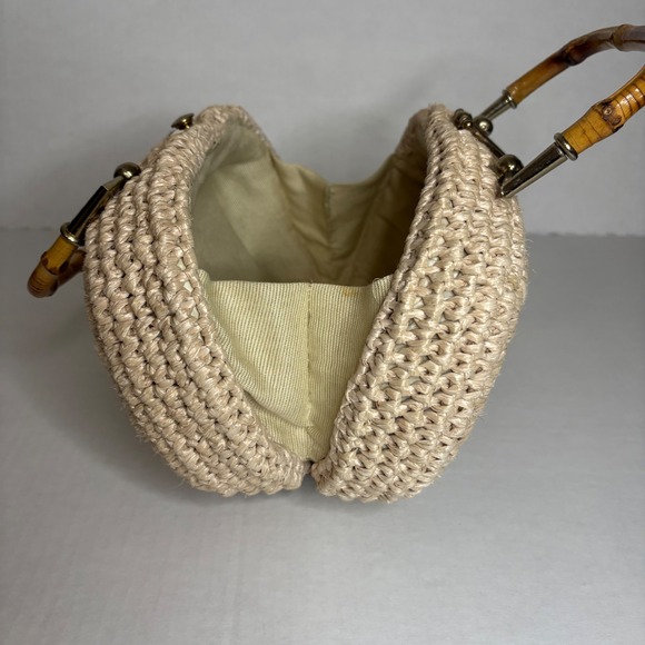 Vintage Mid Century Dayne Taylor Woven‎ Straw Handbag Purse Bamboo Accent - Picture 8 of 10